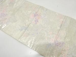 アンティーク　草花模様織り出し袋帯（材料）